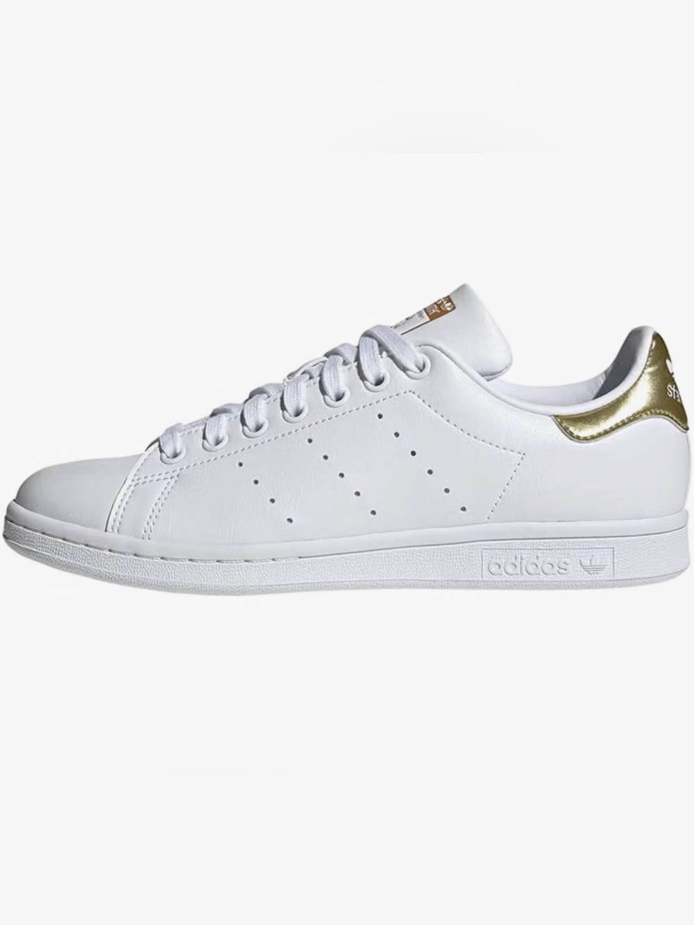 adidas White Leather Sneakers with Gold Heel Tab